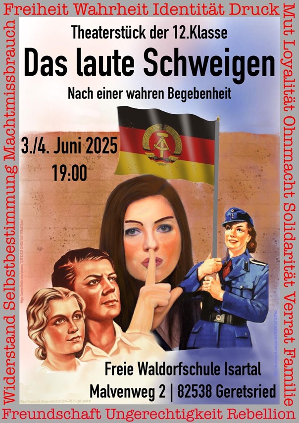 Plakat zum Theaterstück der 12. Klasse "Das laute Schweigen"